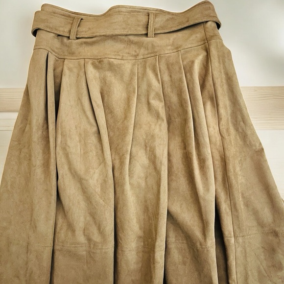 Anthropologie Brown Midi A-Line Skirt with Tie Front - Picture 9 of 10
